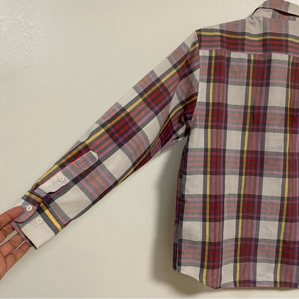 Diane Von Furstenberg Button up Shirt Womens Size 10 Plaid Long sleeve - Picture 7 of 14